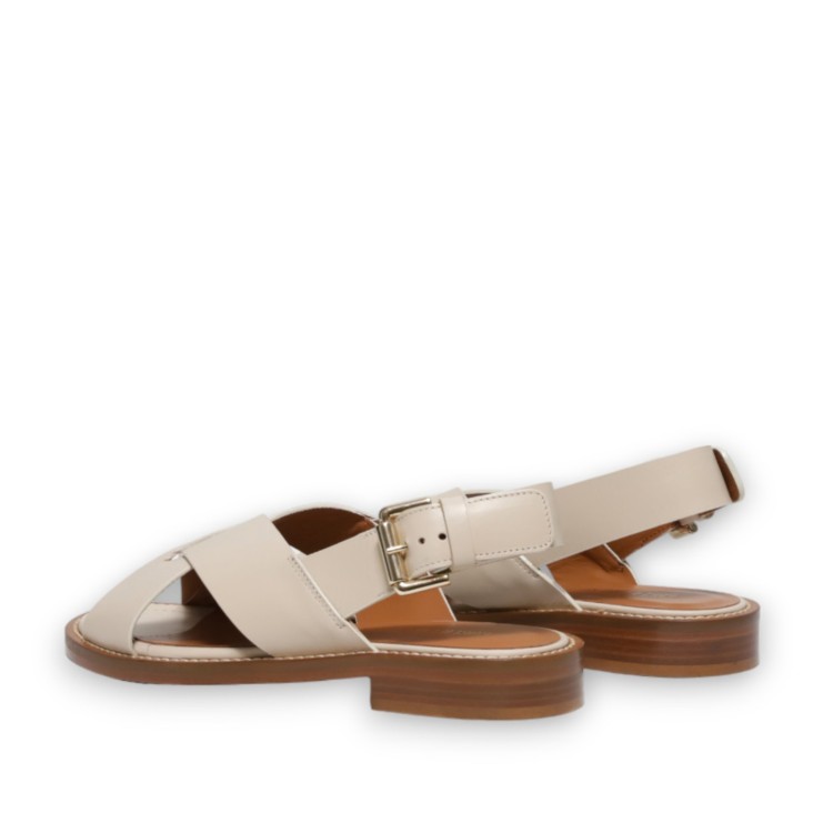 Guglielmo Rotta Criss-cross Sandal In Chalk-colored Raw-cut Leather In Neutrals