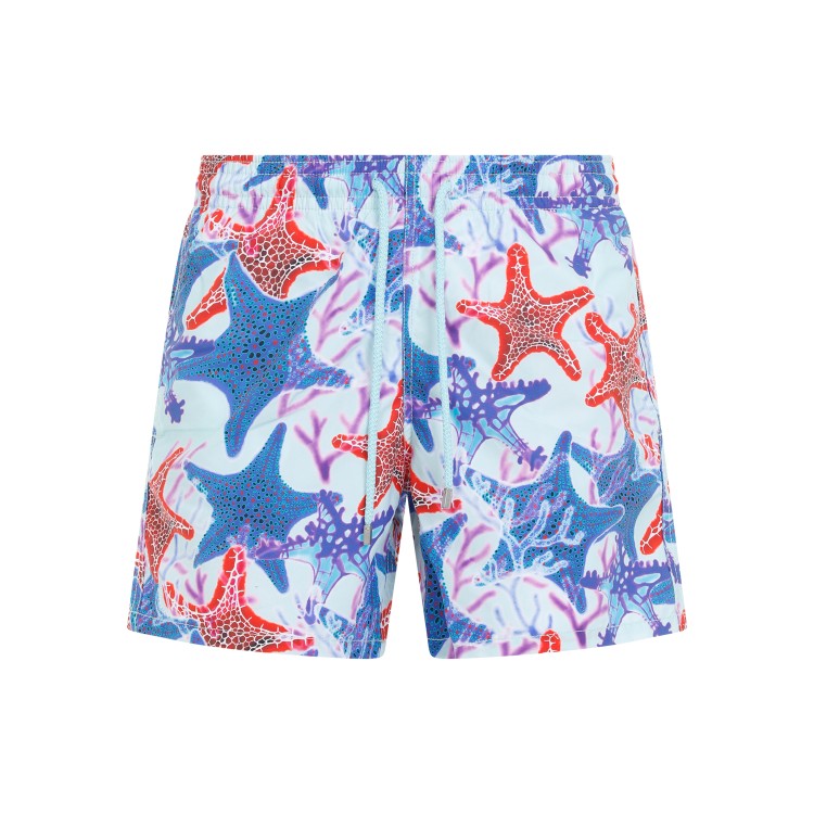 Shop Vilebrequin Multicolor Moorea Stars Swim Shorts In Blue