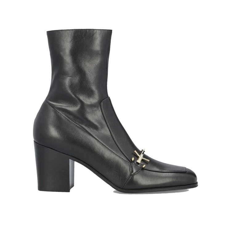 Shop Saint Laurent Elbio 75 Leather Boots In Neutrals