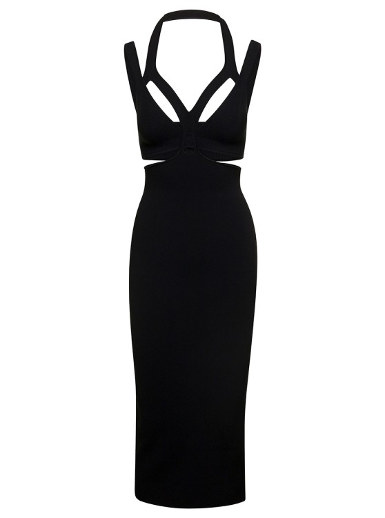 Shop Dion Lee Interlink' Midi Black Dress With Cut-out Detail In Viscose Blend