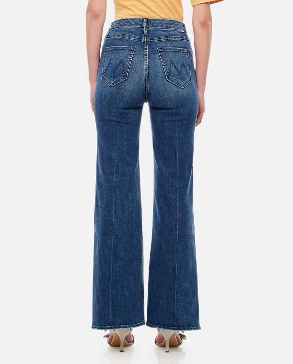 Shop Mother Roller Skimp High Waisted Cotton Jeans In Blue