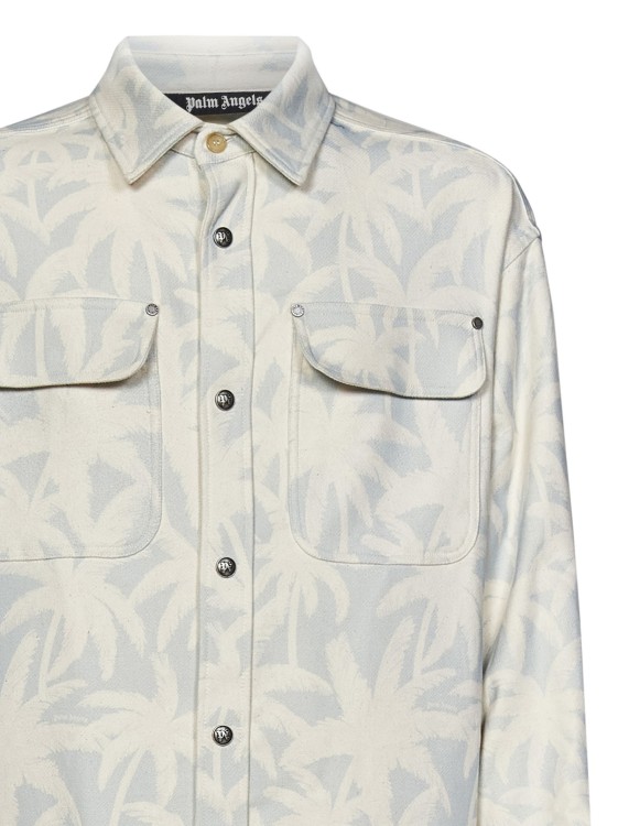 Shop Palm Angels Light Blue Oversized Shirt In White
