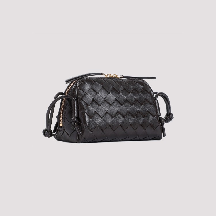 Bottega Veneta Concert Mini Intrecciato Leather Pouch In Black