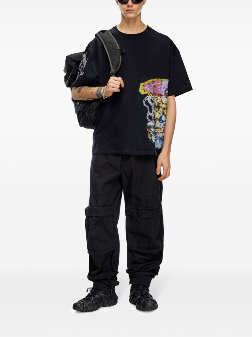 Shop Diesel Utility Cargo Trousers With Adjustable Waistband And Multiple Pockets In Black