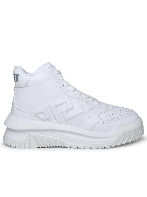 Shop Versace 'greca Odissea' High Sneakers In White Calf Leather