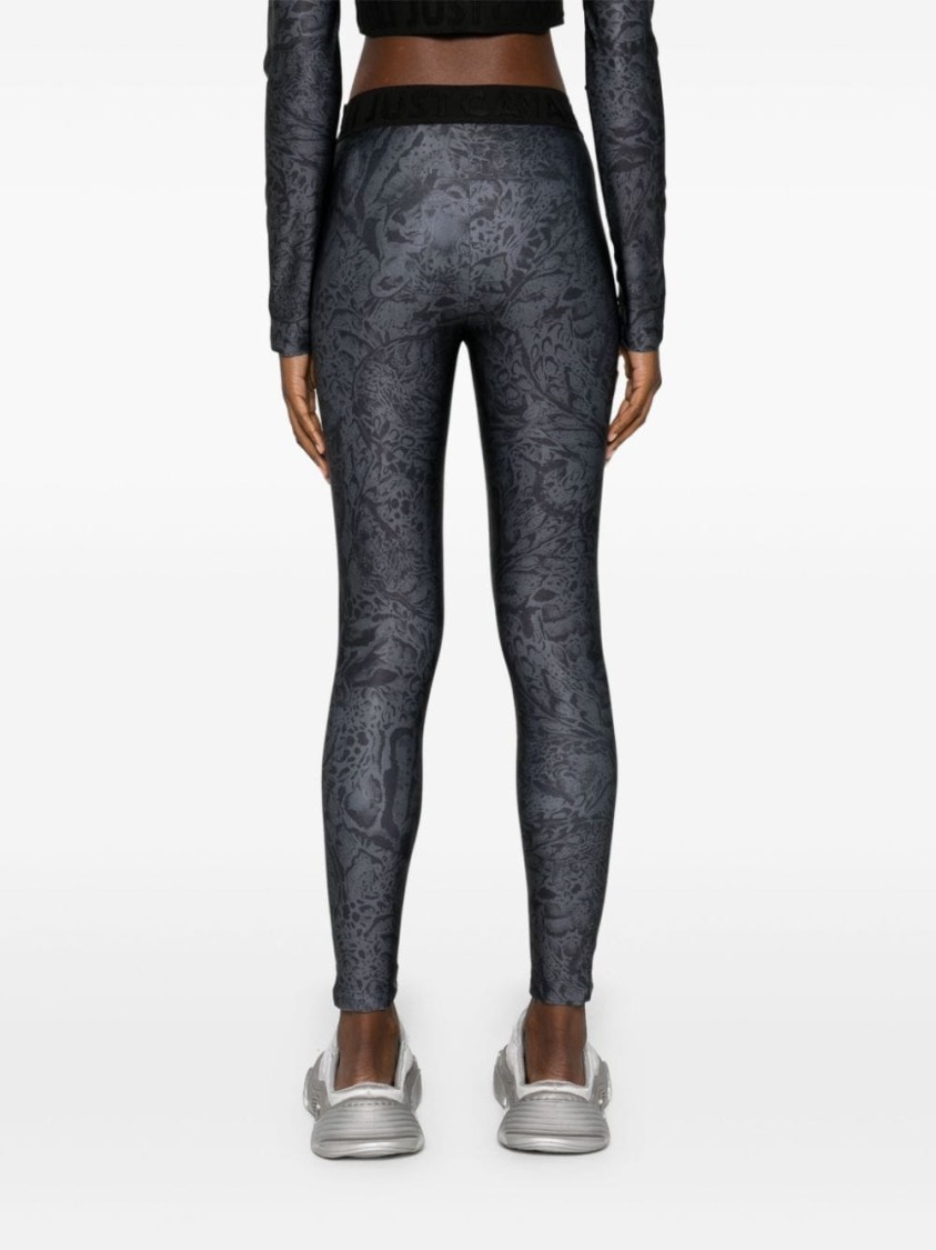 Just Cavalli Leopard-print Leggings In Grey