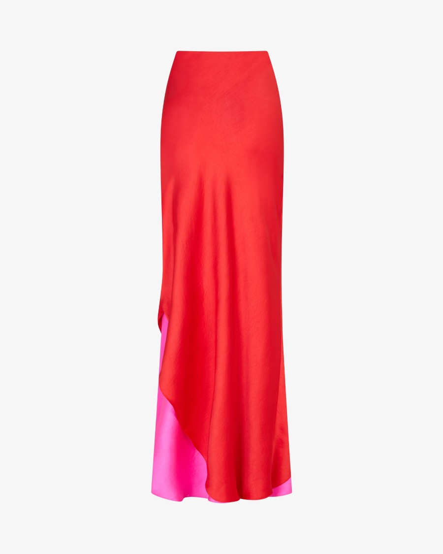Serena Bute Double Layer Maxi Skirt In Red