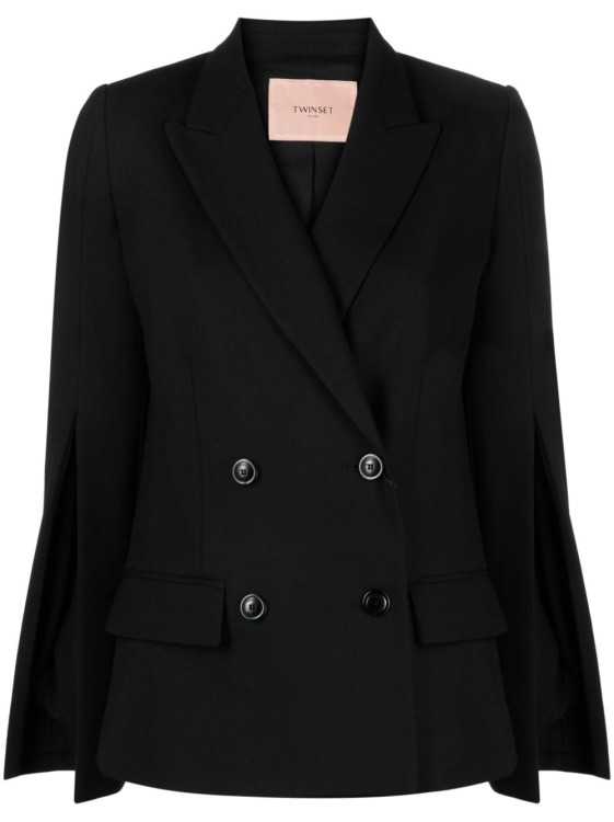 TWINSET BLACK DOUBLE-BREASTED BLAZER