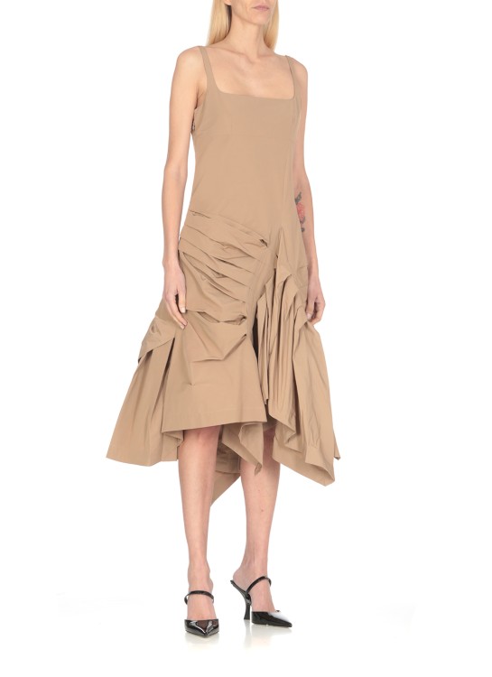 Shop Dries Van Noten Beige Cotton Blend Dress In Brown