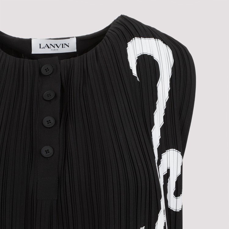 Shop Lanvin Sleeveless Pleated Black Polyester Top