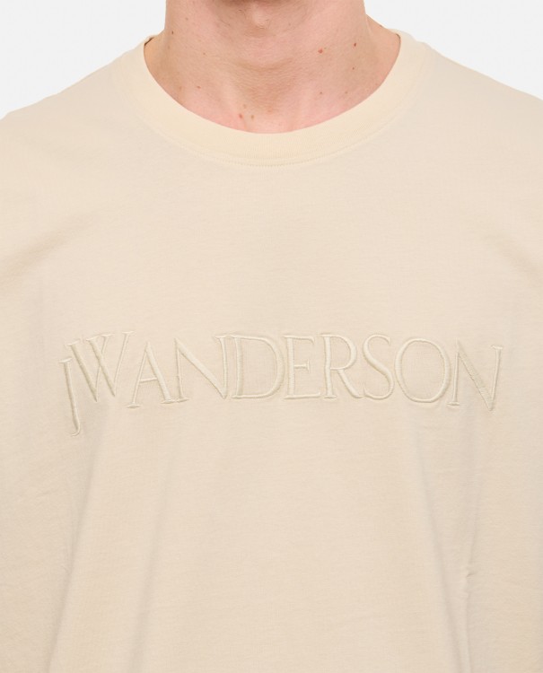 Shop Jw Anderson Logo Embroidery T-shirt In Neutrals