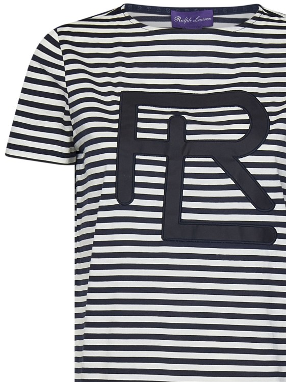 Shop Polo Ralph Lauren Navy Blue And White Striped Cotton T-shirt