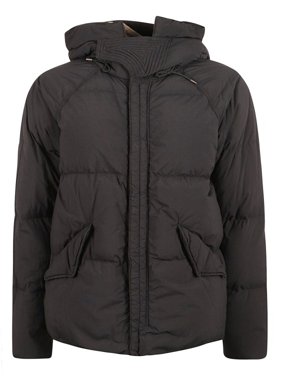 Shop Ten C Black Feather Down/cotton Padded Hooded Jacket