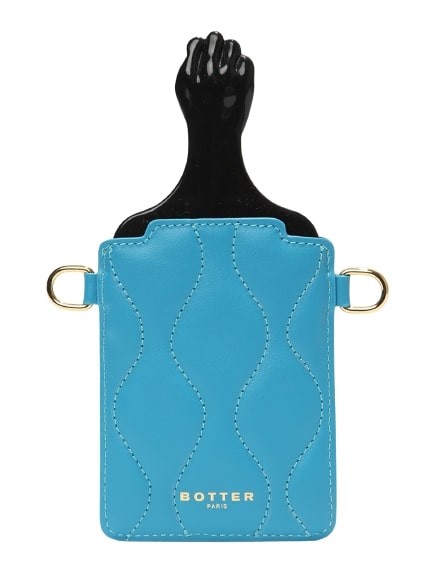 Botter Afro Comb With Padded Leather Bag In Blue