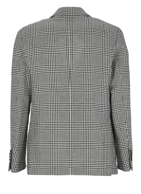 Shop Lardini Black And White Cotton And Linen Jacket In Grey