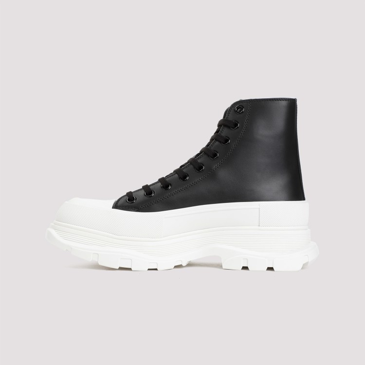 Shop Alexander Mcqueen Black White Leather Boots