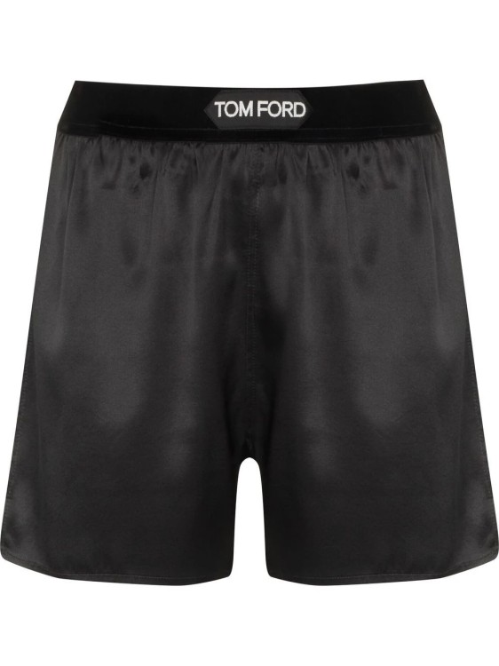 Shop Tom Ford Black Logo Waistband Shorts