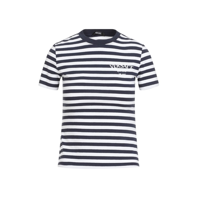 Versace White Cotton Nautical Stripes T-shirt In Gray