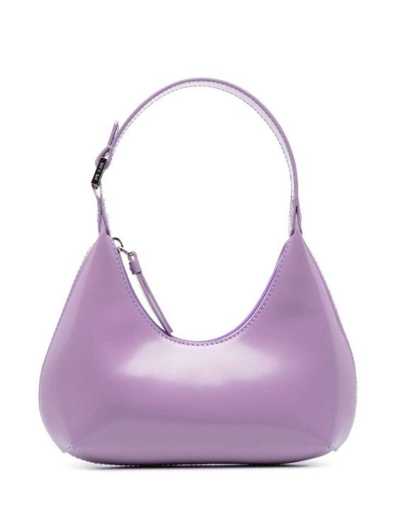 Shop By Far Baby Amber' Light Purple Shoulder Bag In Shiny Leather In Grey