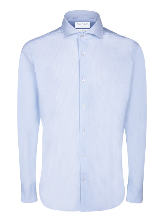 Shop Dell'oglio Long Sleeve Shirt With Thin Vertical Stripes In Blue