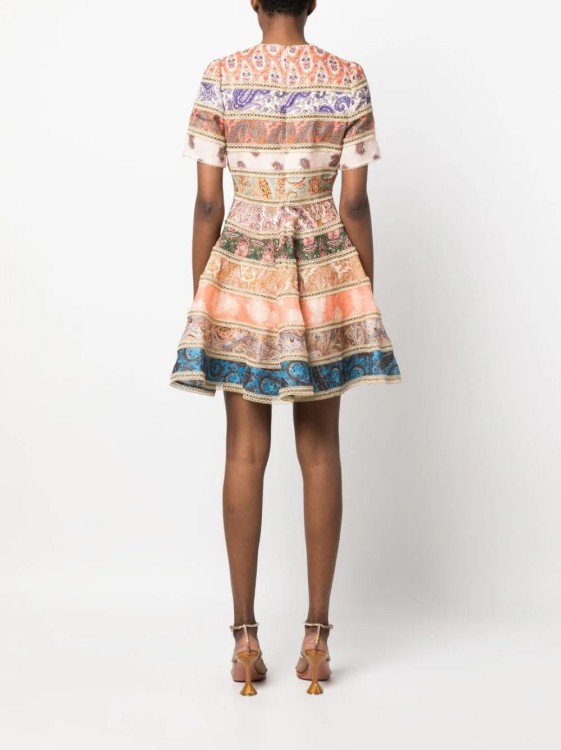 Shop Zimmermann Devi Spliced Mini Dress In Multicolor