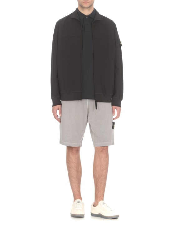 Shop Stone Island Grey Cotton Bermuda Shorts