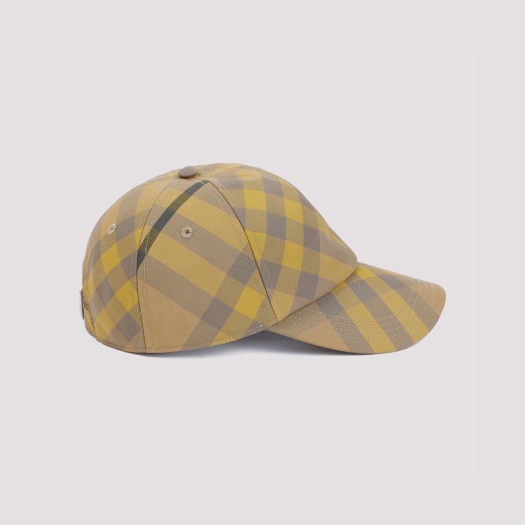 Burberry Womens Cedar Washed-check Woven Cap In Green