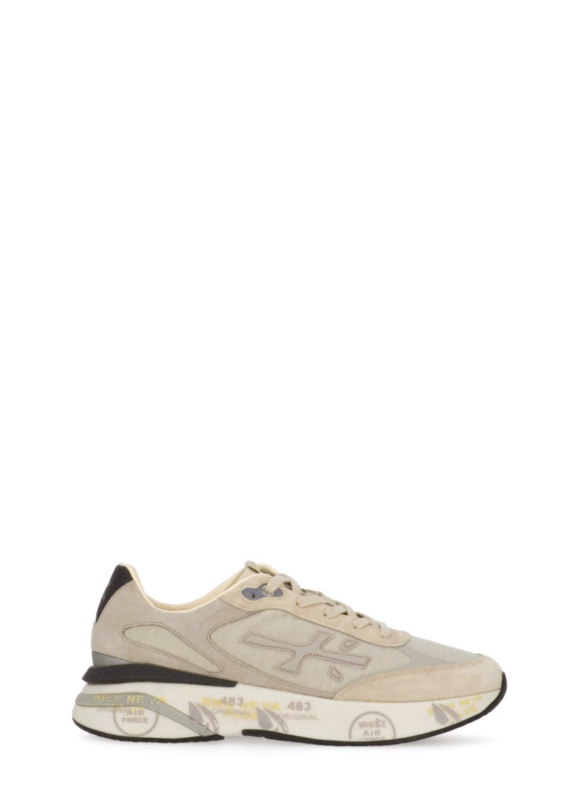 Shop Premiata Beige Round Toe Sneakers In Neutrals