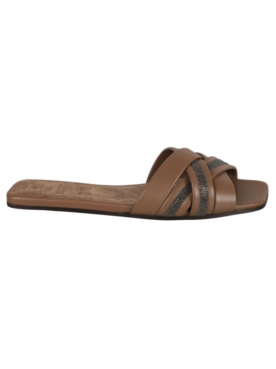 Brunello Cucinelli Monili-detail Interwoven Leather Sandals In Brown