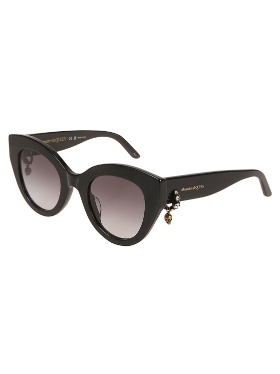 Shop Alexander Mcqueen Shiny Black Acetate Sunglasses