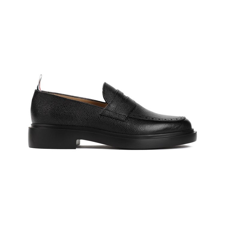 Shop Thom Browne Penny Black Calf Leather Loafers