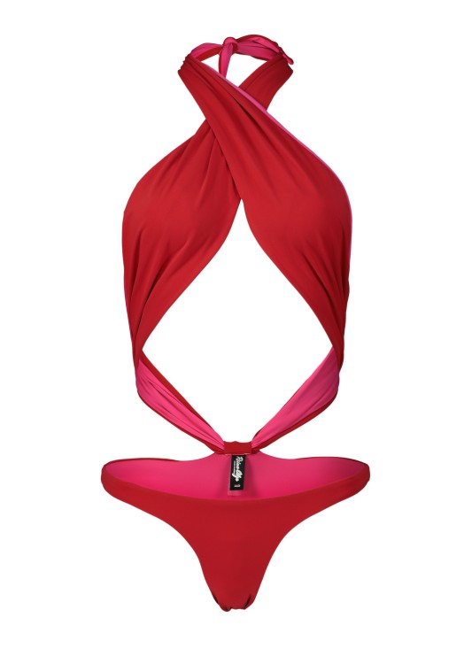 Reina Olga Show Pony Cut-out Red Halter Neck Swimsuit