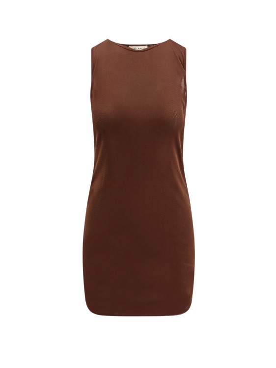 Shop Saint Laurent Tulle Dress With Drapery In Brown