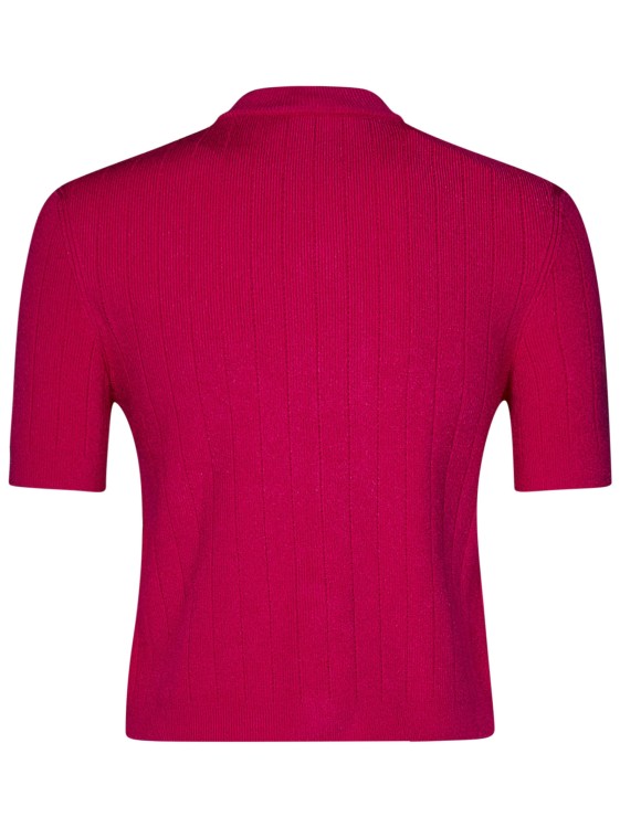 Shop Balmain Ribbed Knit Cardigan In Pink
