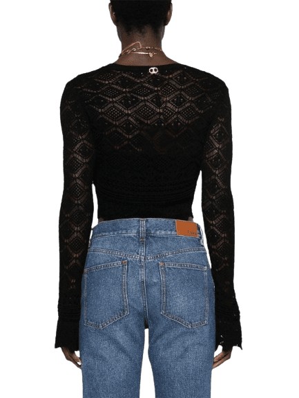 Shop Twinset Black Perforated Knitted Shrug