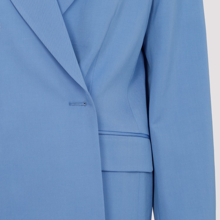 Dries Van Noten Double Breast Wool Jacket With Notch Lapel In Blue