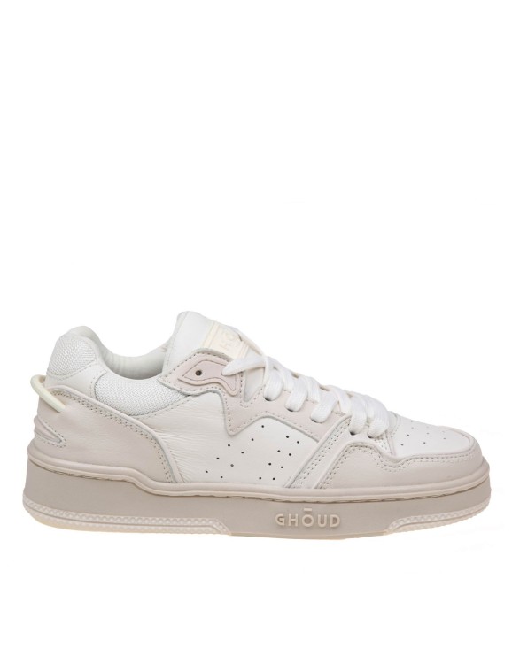Ghoud Slider Low Sneakers In Beige Leather In White