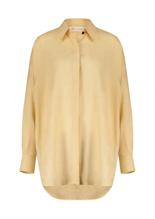 The-private-label X Cabochon Capri Pastel Yellow Linen Shirt In Neutrals