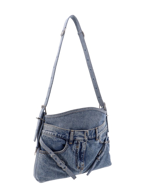 Shop Givenchy Denim Shoulder Bag With Straps Details In Blue