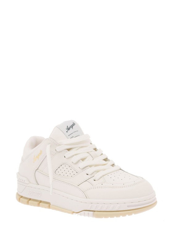 Shop Axel Arigato Area Lo' White Sneakers With Embossed Logo In Leather Blend In Neutrals