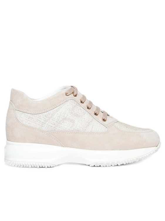 Hogan Sand Suede And Beige Interactive Sneakers In White