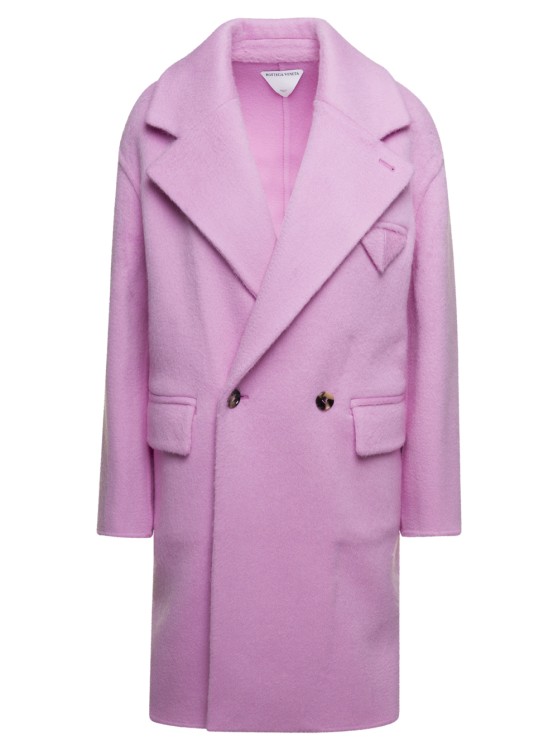 Bottega Veneta Double-breasted Wool Blend Coat In Purple