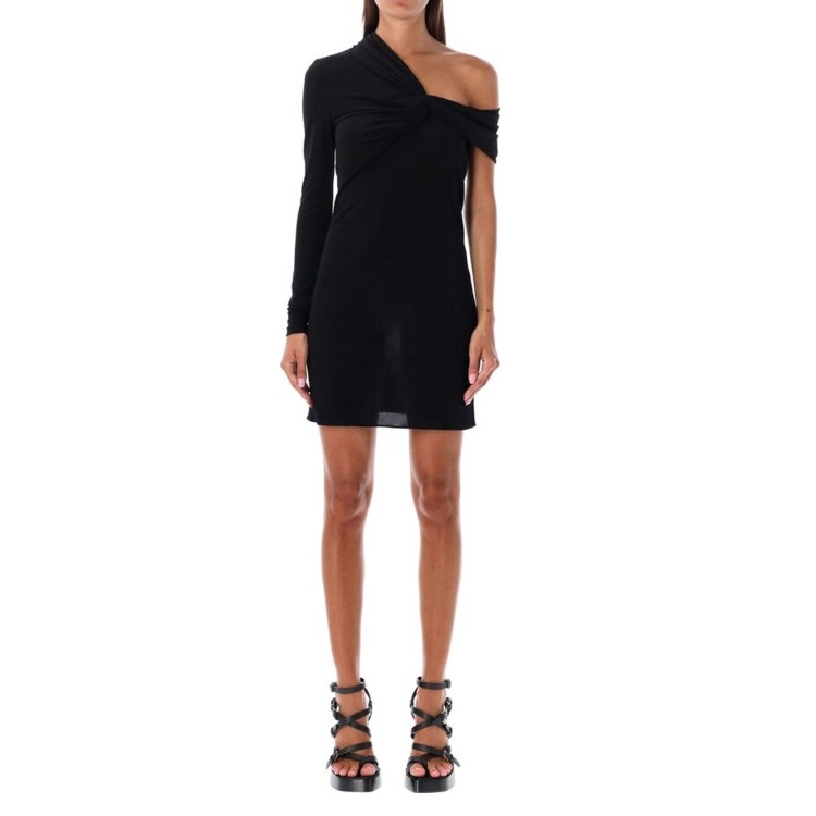 Shop Saint Laurent One Sleeve Dress In Black