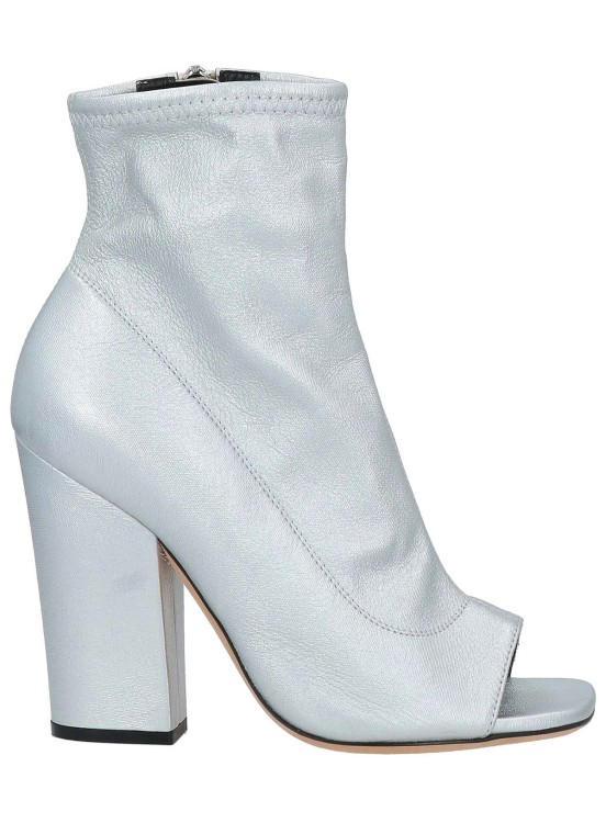 Shop Sergio Rossi Silver Laminated Ankle Boots