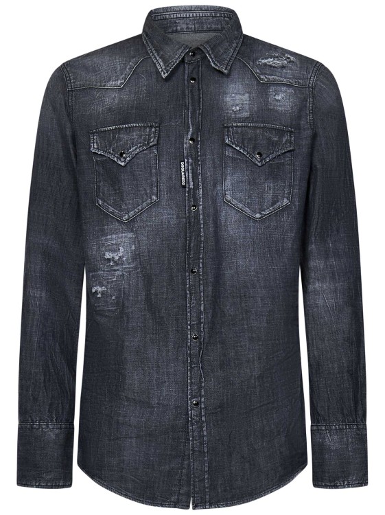 Shop Dsquared2 Faded Grey Western Shirt