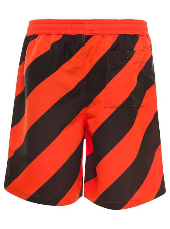 Shop Off-white Orange Swim Trunks With Diag Print At The Back In Polyester In Red