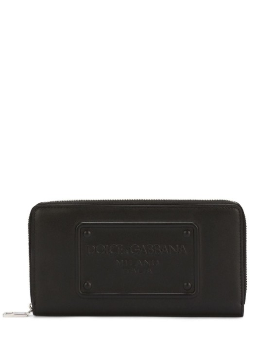 Dolce & Gabbana Embossed-logo Leather Wallet In Black