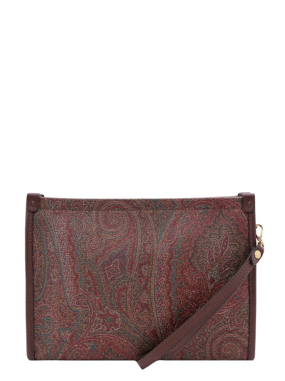 Shop Etro Coated Canvas Clutch With Pailsey Motif In Grey