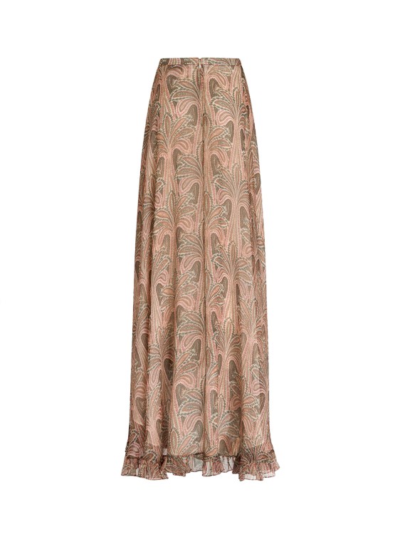 Shop Etro Silk Long Skirt In Neutrals