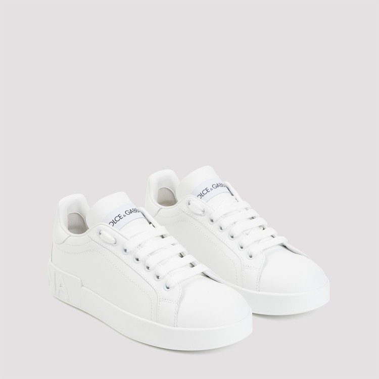 Shop Dolce & Gabbana White Calf Leather Portofino Sneakers
